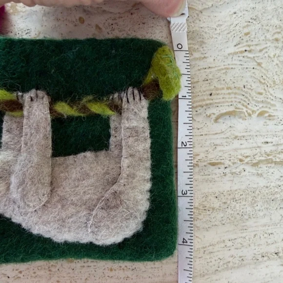 Swingin' Sloth Felt Coin Purse card holder wallet 100% wool Nepal fair trade - Picture 9 of 10